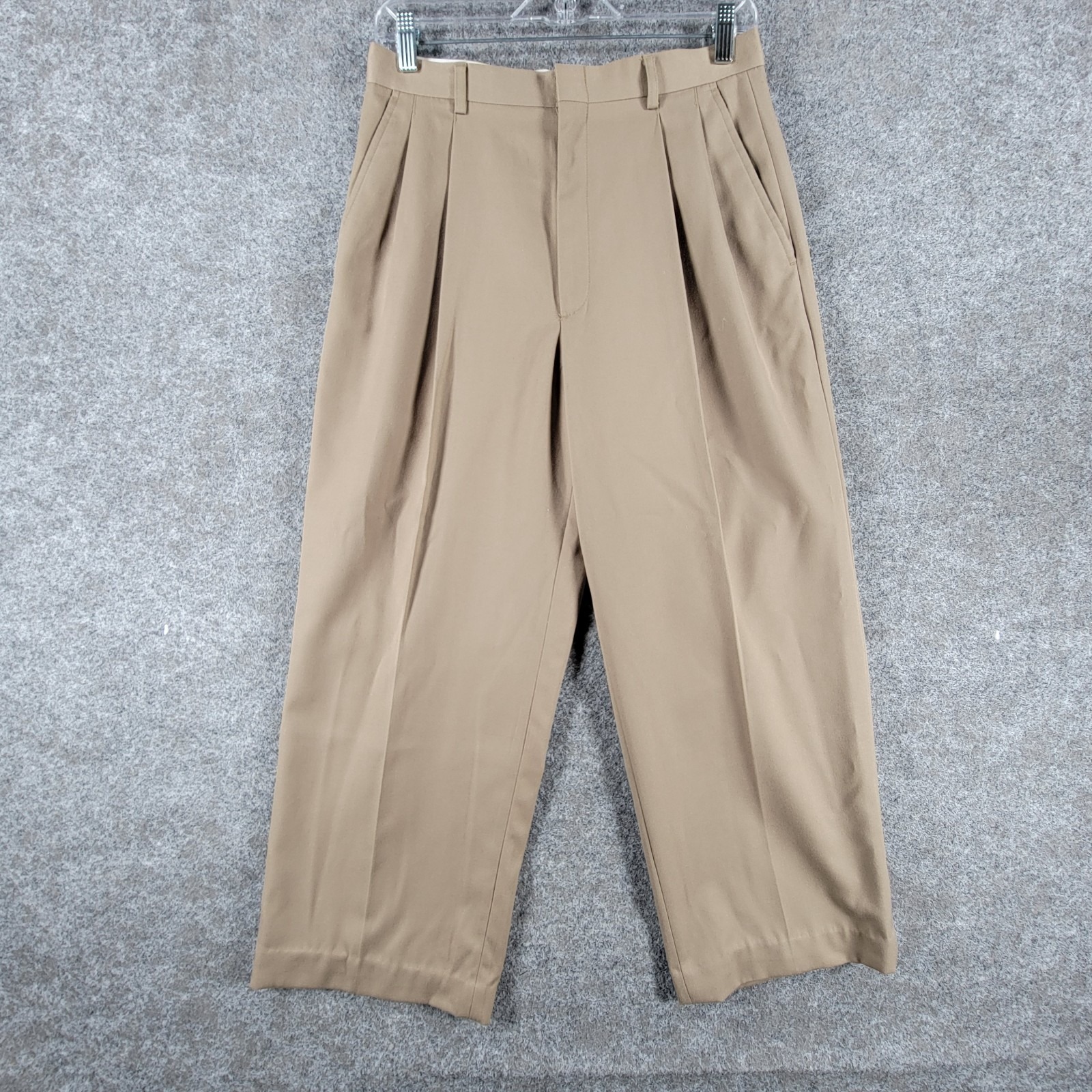 J.A. Besner Chino Pants Mens 30 Beige Pleated High Rise Comfort Classic Business